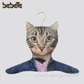 Display Veneer Wood Clothes Hanger with Cat Head